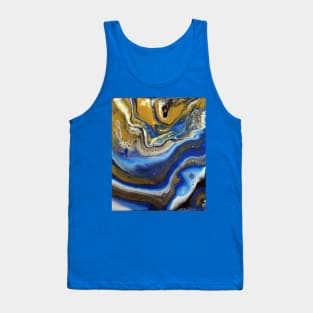 Photo Abstract Blue / Gold Acrylic Painting Tank Top